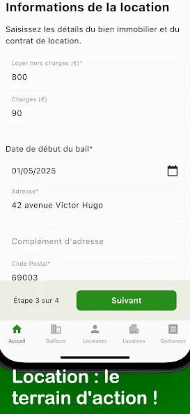 Créer une location — application Receipt2Go