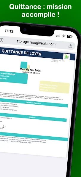 Quittance générée — application Receipt2Go
